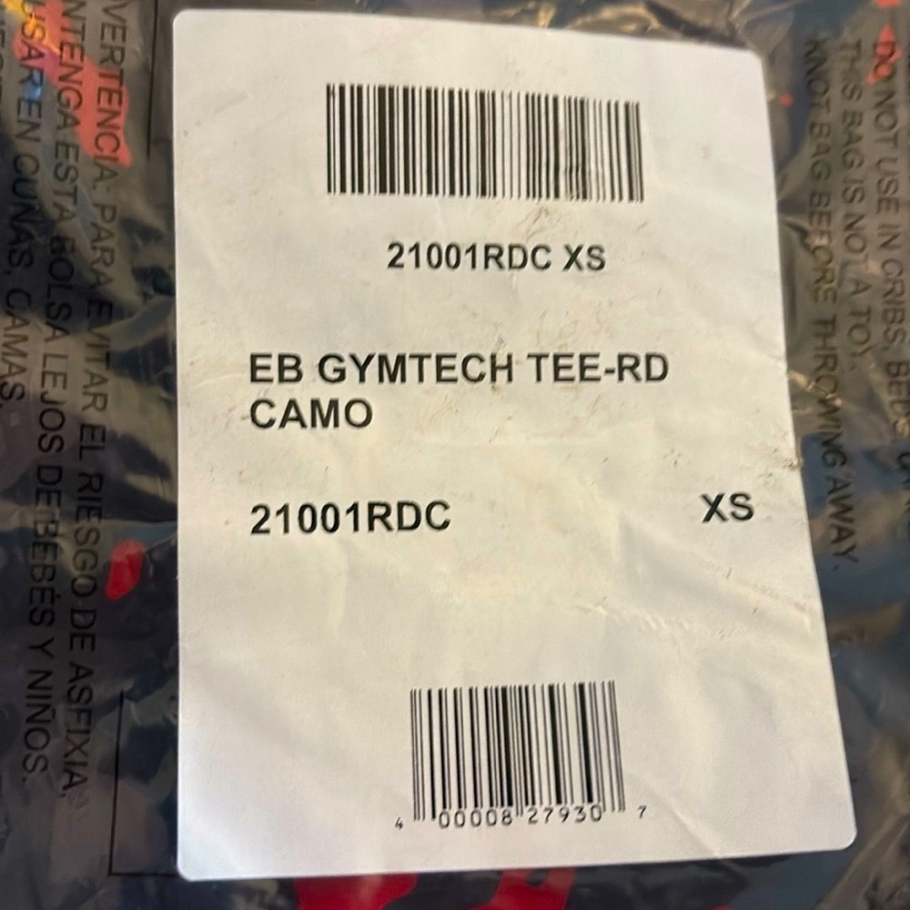 Lot of 2x NWT [Eastbay] Gymtech Performance Tees Blue Camo & Red Camo Men’s XS - Picture 7 of 9